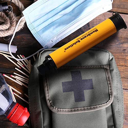 Membrane Solutions Personal Water Filter Straw, Portable Water Purifier With 0.1 Micron 4-Stage Filtration System, Outdoor Survival Gear For Camping Hiking Travel And Emergency, Orange, 1 Pack #TOP5