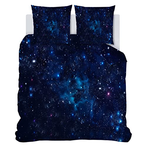 Linfye Bettwäsche 140 x 200 cm Blauer Sternenhimmel Bettbezug mit...