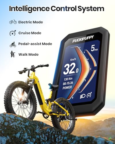 Image of PUCKIPUPPY Electric Bike for Adults 500W, 48V 20AH Battery Adult Electric Bicycles, 26 inch Fat Tire Full Suspension Step-Thru Ebike, 20MPH Mountain Ebike, 7 Speed, 80Miles Range-Boxer ST