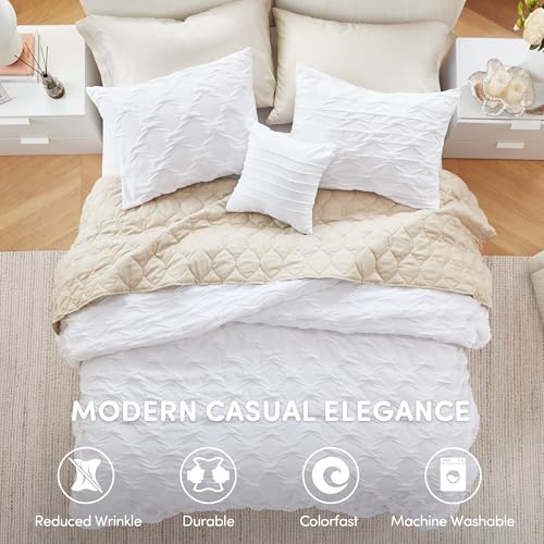 Comfort Spaces All Season Twin XL Comforter Set for Girls, 3 Piece, White - image 2