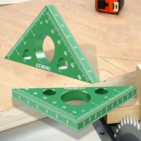 Precision Triangle Ruler Layout Measuring, 45/90 Degree with Imperial and Metric, Carpenter's Square Height Measuring Tool for Workshop Table and Miter Saw Cover