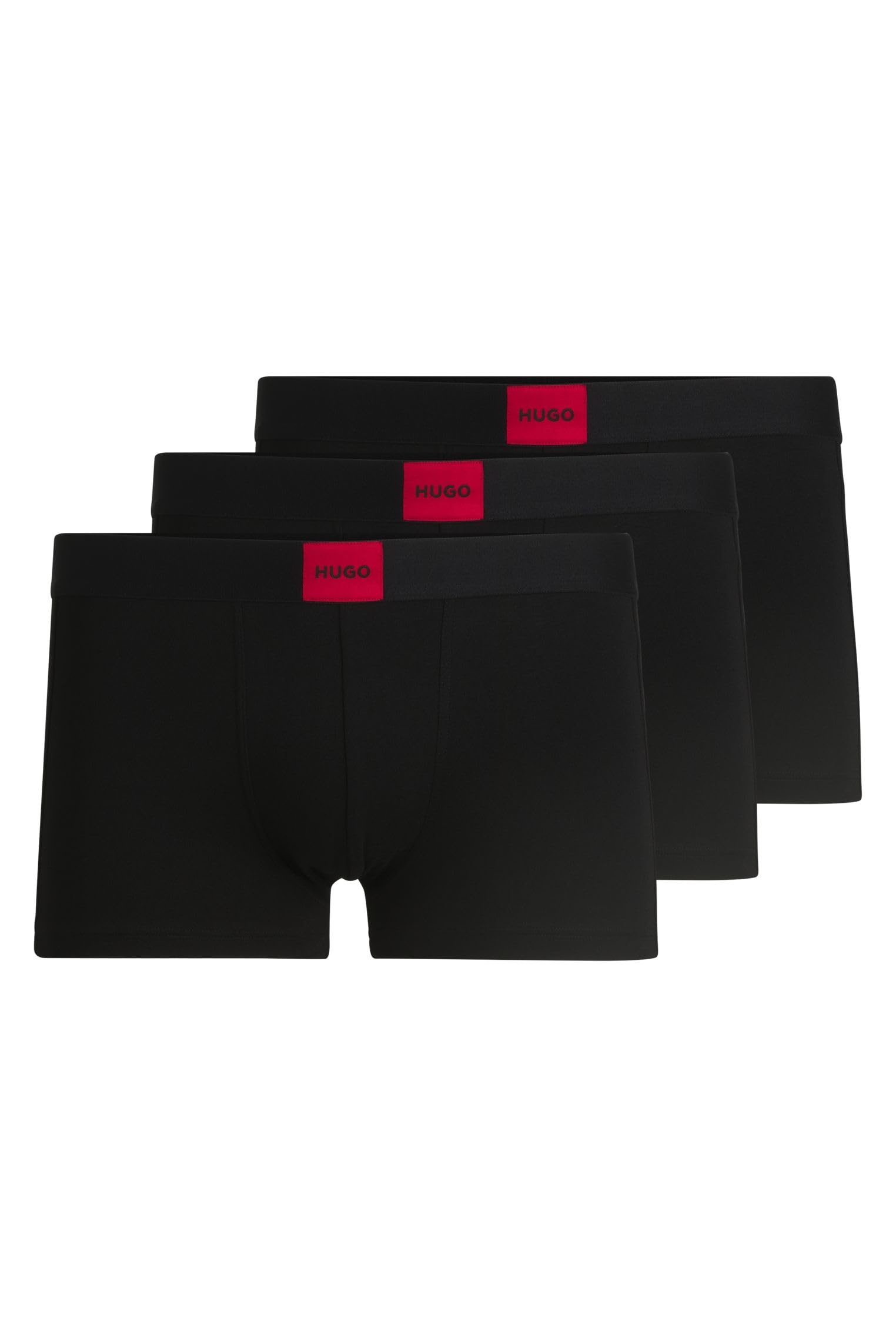 Hugo Men's Black Galaxy 3-Pack Trunks With Label Logo - 001 - Xl