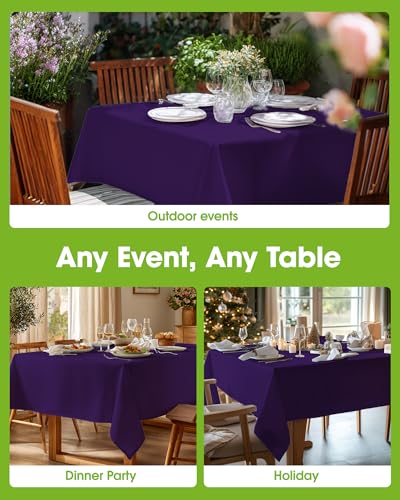 Image of Pureegg Polyester Tablecloth 60 inch x 84 inch Reusable & Washable Purple | Durable, RectangleTable Cloth , for Outdoor Party, Picnic, Wedding, Banquet, Birthday