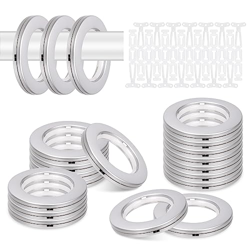 Glarks 20 juegos de ojales de plástico para cortina de identificación de 1-5/8 pulgadas (42 mm), ojales con arandelas, ojales fáciles de presionar, lienzo, manualidades de cuero (plateado)