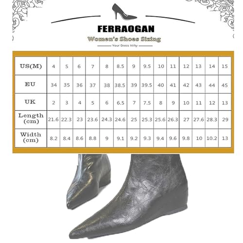 Women's Leather Flat Wedge Ankle Boots with Back Zipper Retro Comfortable Pointed Toe Internal Height Increase Fall Winter Dress Short Boots2