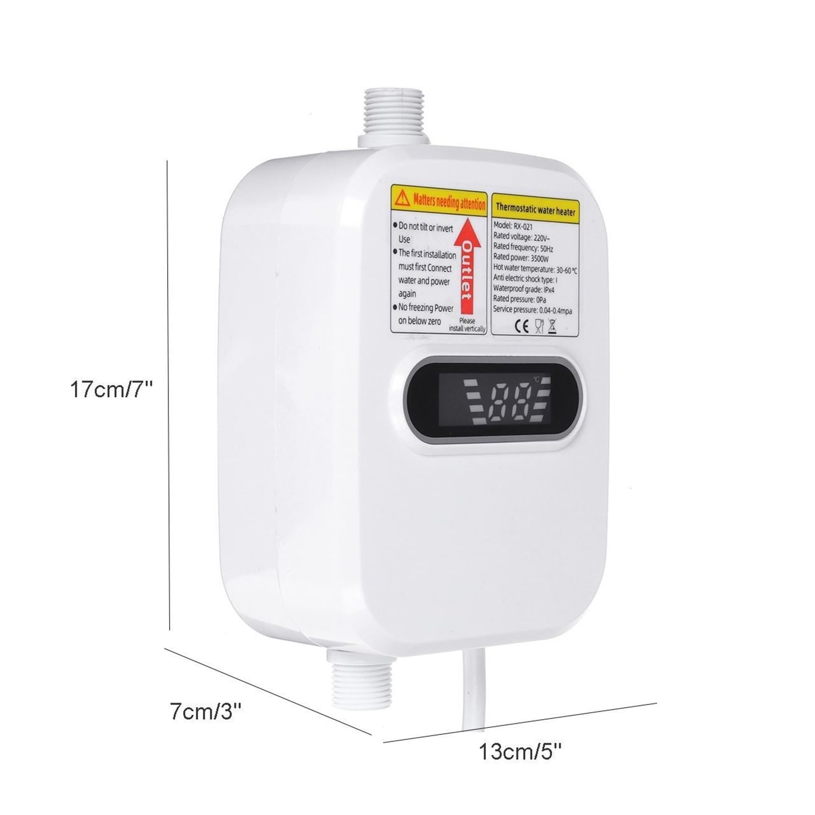 Natychmiastowy podgrzewacz wody, Elektryczny Bezzbiornikowy 3500 W Mini Natychmiastowy Podgrzewacz Ciepłej Wody Bateria Kuchenna Ogrzewanie Z Kranu 3 Sekundy Natychmiastowe