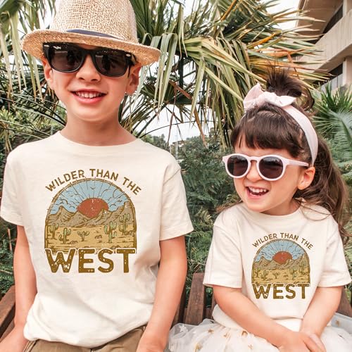 Wilder Than The West Toddler Shirt - Desert Vibes Cactus Outfit - Funny Western Aesthetic Shirts - Boy Girl Toddler Youth Kids Clothing2