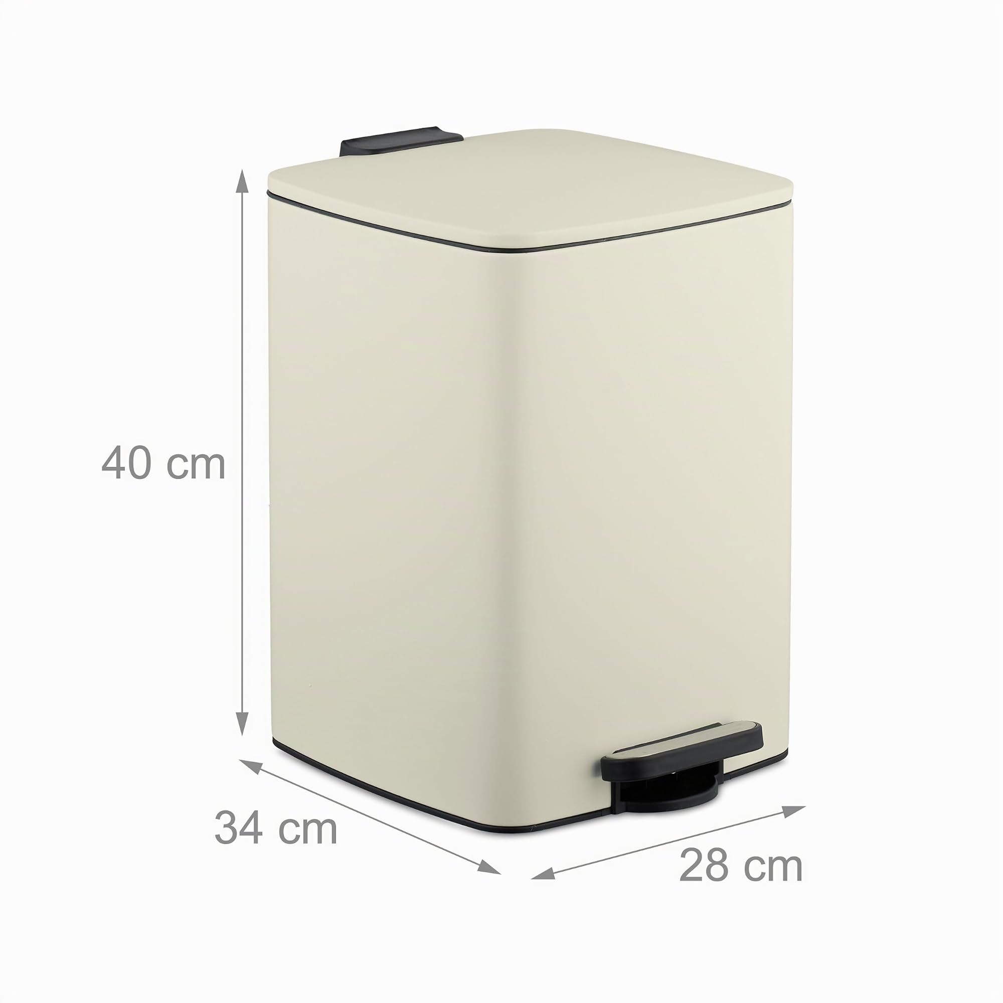 Relaxdays Cubo de Basura Cocina, 20 litros, Papelera Interior Extraíble, con Pedal y Bolsas, Basurero, Hierro, Beige