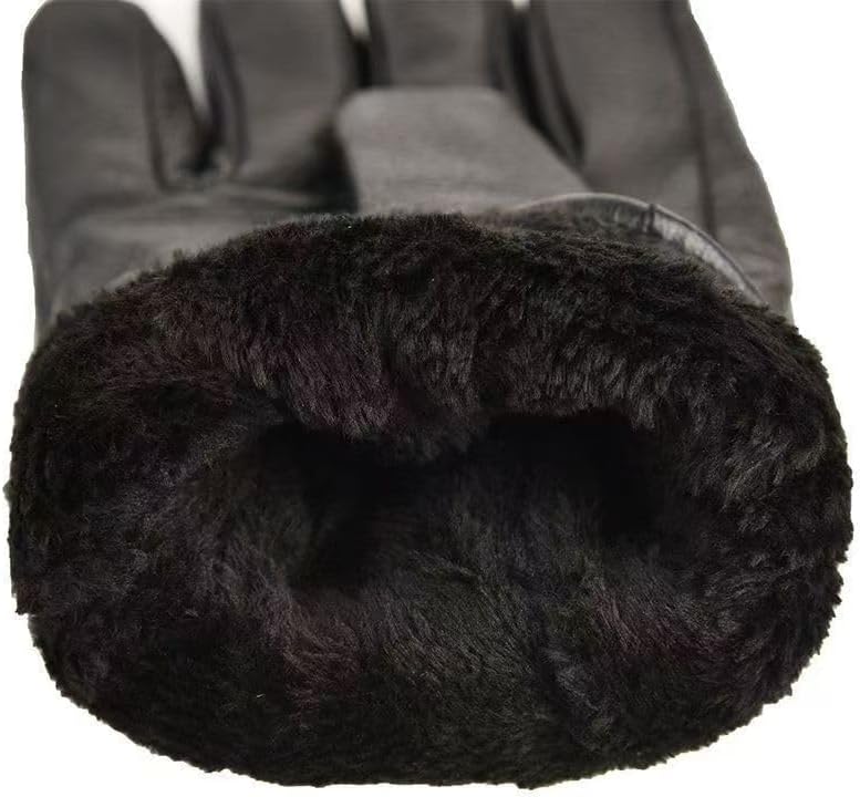 Leather Gloves Mens Touchscreen Winter Warm Gloves, Fleece Lining M55US - Image 6