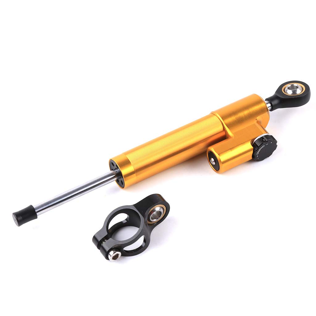 Gold Ammortizzatore di sterzo in alluminio per moto, stabilizzatore anti-sbattimento, asta di smorzamento, assorbitore di oscillazioni a velocità