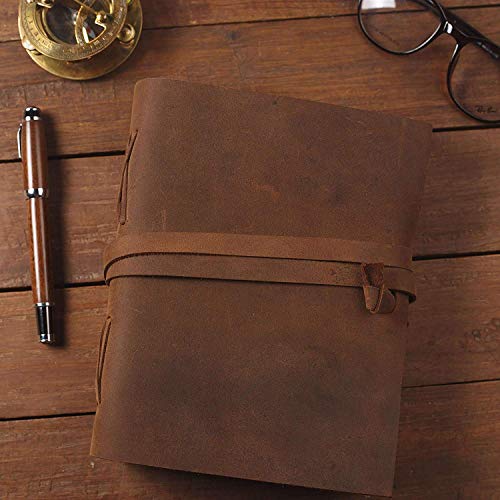 Image of ALCRAFT Leather Journal Notebook Customized Name /Date /Logo Personalized Customized Vintage Dairy Perfect for Hm or Her 6 X 4.5 Inches