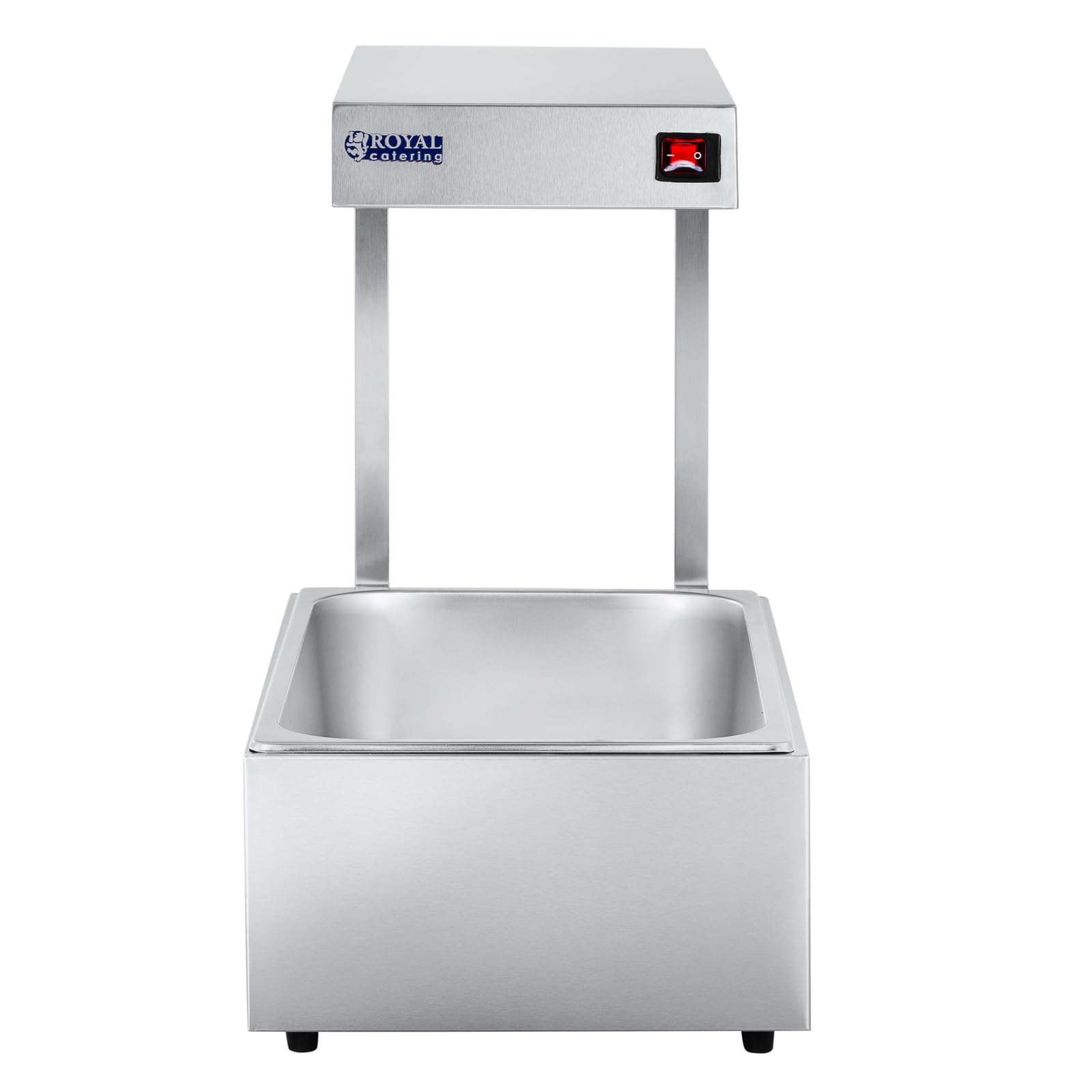 Royal Catering Calentador de comida RCWB-500 (500 W Lámpara halógena, temperatura máx. 80 °C, Capacidad 20 l, Acero inoxidable, Incl. Recipiente GN 1/1)