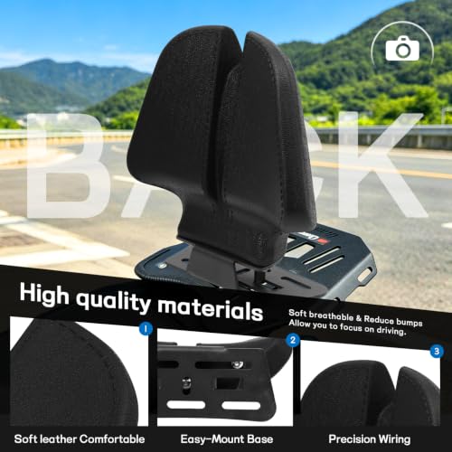 Image of Mokuo C-Shape Motorcycle Backrest - Universal Easy-Mount Base, Comfortable Body-Hugging Support with PU Foam, Fits ATV Scooter Cruiser Moped & Bike Luxury Double Humpta type