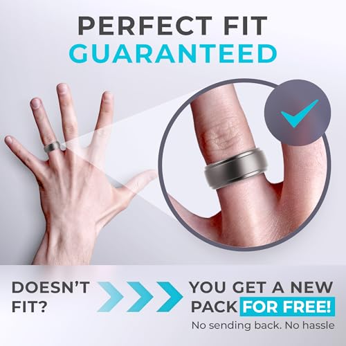 image for ThunderFit Silicone Men’s Wedding Rings, 10mm Wide 2.5mm Thick Rubbe