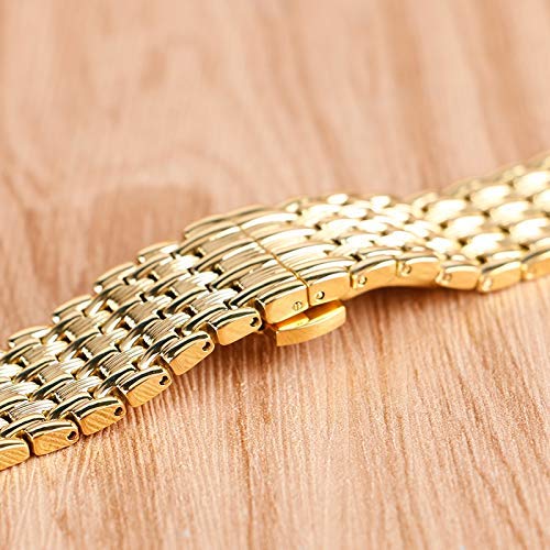 Uhrenarmband, 18 mm, 20 mm, 22 mm, massives Gold, Uhrenarmbänder, Edelstahl-Armband, verstellbar, Ersatz-Modearmband + 2 Federstege (Bandbreite: 20 mm)
