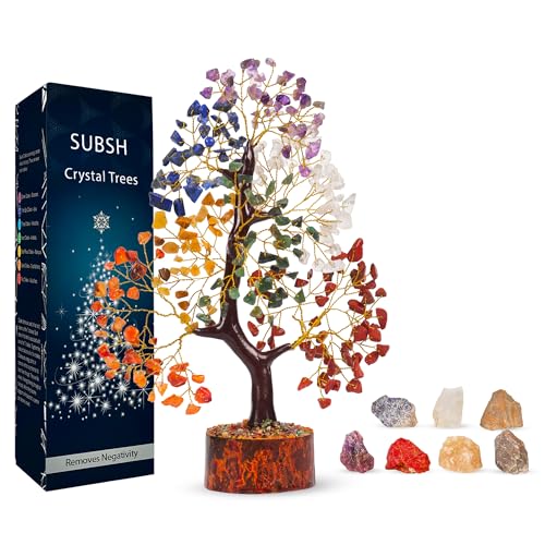 SUBSH Seven Chakra Money Tree Natural Healing Gemstone Crystal Bonsai