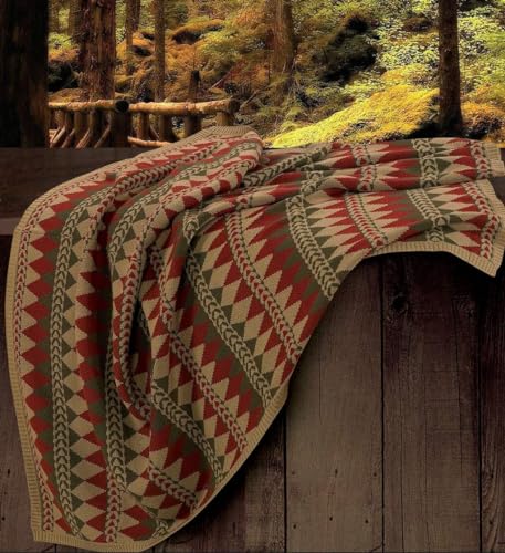 HiEnd Accents Wilderness Ridge Knitted Cotton Throw Blanket 50x60 Red Tan - image 2