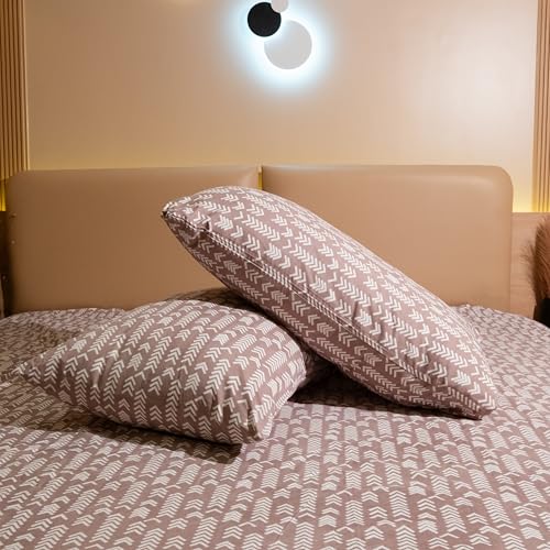 Image of Amazon Brand - Umi Cotton Elastic Fitted Bedsheet, King Size 78x72 Inches, Elastic Fit Bed Sheet, 10 Inch Deep Pocket, Soft Breathable Bedding, Durable Easy Care, with Pillow Cover-Linear Luxe