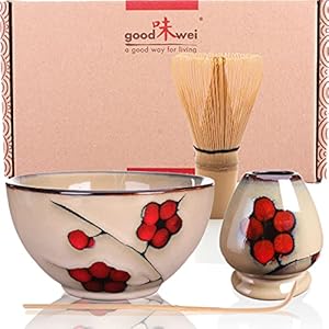 Matcha Set Japanse Theeset Ceremonie Kit met en moderne Matcha Schaal, Matchaklopper en Chasen Houder (Gurei, 80) (80…