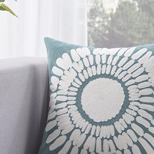 Btfortune Set Of 2 Boho Throw Pillow Covers Embroidered Decorative Pillowcases Cushion Covers For Couch Sofa Bed Accent Farmhouse Decor Big Sunflower Design Pattern thumb #2