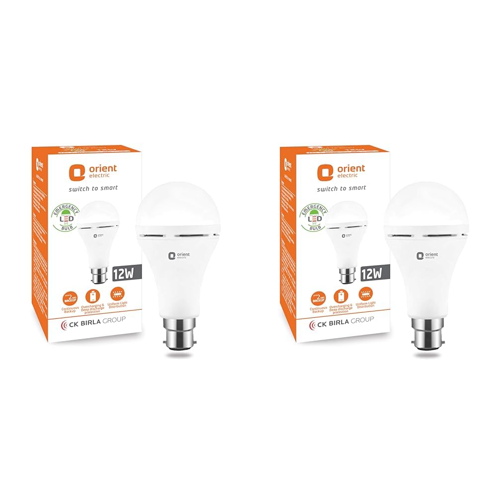 Orient Electric 12W Emergency LED bulb| Rechargeable LED light| 2 hours battery backup| Up to 4 kV surge protection| 6500K, Cool White| B22d base| Made in India| Pack of 2-image-46
