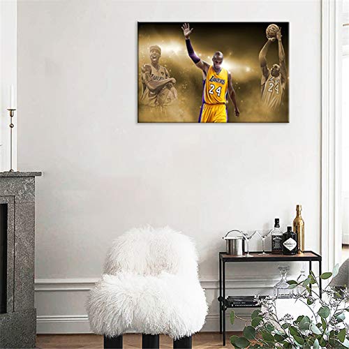 Haoshunda Kobe Bryant Wall Art Basketball Player Canvas Wall Art Painting Sports Posters Kobe Basketball Fan Memorabilia Gifts Living Room Bedroom Boy Birthday Gifts #TOP3