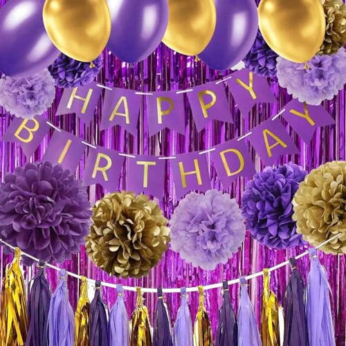 Image of GAKA Purple Confetti and Gold Balloons Pack of 50, Purple Gold Graduation Party Decorations,Halloween Party Decorations,3 Style,12 Inch