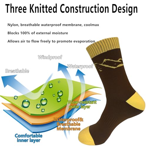 Fullsheild Men’s Waterproof Hiking Socks, Unisex Breathable Outdoor Athletic Hiking Wading Trail Running Skiing Crew Socks2