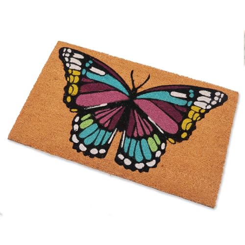 Image of Coircraft Coir mat, Indoor and Outdoor Use,Butterfly Design,Strong & Long, Lasting-Rectangular Doormats for Main Door Entrance, All-Season Use, 45CM X 75CM
