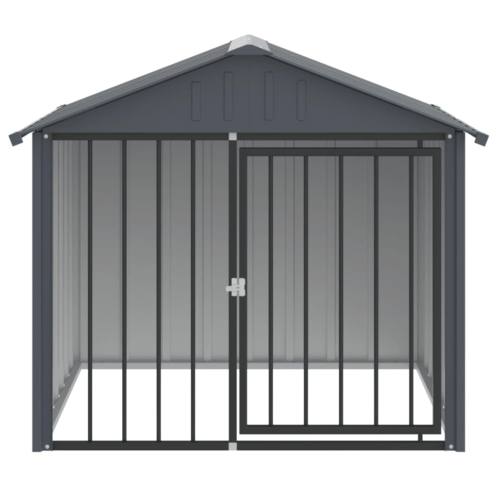Toshilian Chenil Extérieur pour Chien, Niche Cage pour Chien Métal avec Toit Noir 117x103x102 cm Acier Galvanisé