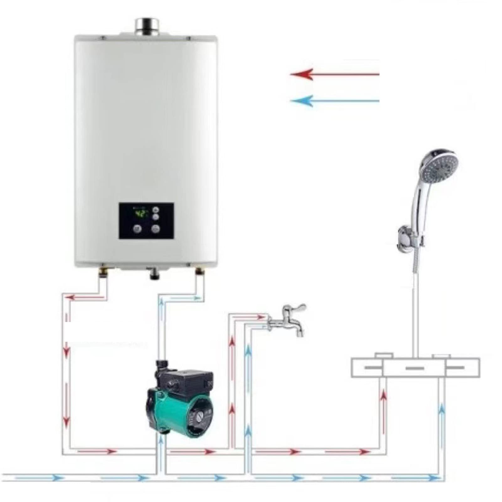 Pompa di Circolazione RS15/9, Pompa di Ricircolo Dell'acqua Calda, Pompa Booster Silenziosa Impermeabile 220V 50Hz IP44 Per Impianto di Riscaldamento