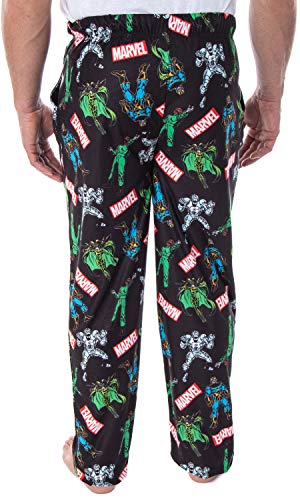 Marvel Men's' Vintage Comic Villains Thanos Red Skull Hela Ultron Allover Pattern Lounge Sleep Pajama Pants3