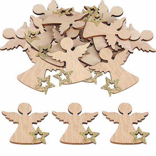 HERZWILD 48pcs Holz Engel zum Basteln Streudeko kleine schutzengel aus...