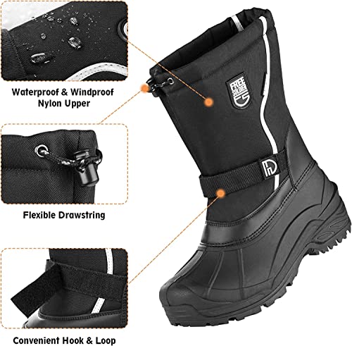 FREE SOLDIER Mens Snow Boots Insulated Waterproof Winter Shoes Nonslip Outdoor Footwear with Removable Lining(Thick Dark Black 11)3