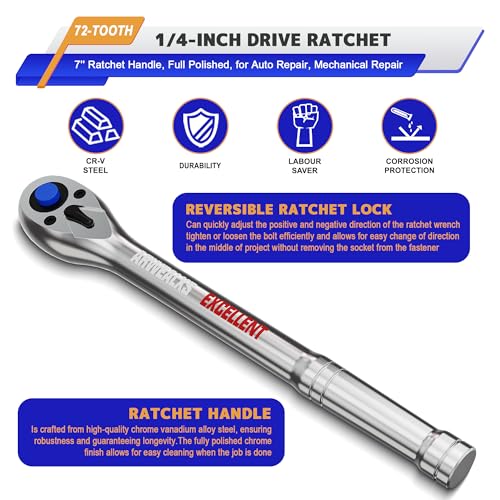 Clé à cliquet 1/4" pour débloquer les vis difficiles d'accès - 3
