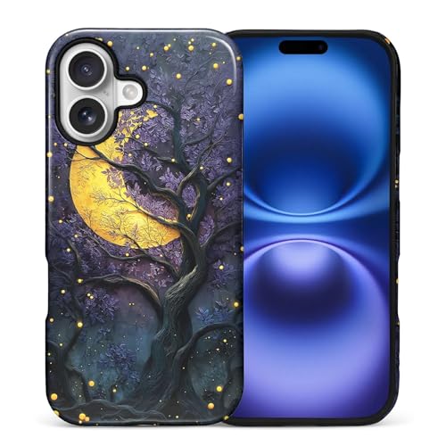 Coque iPhone 17 violette gothique lune et arbre antichoc