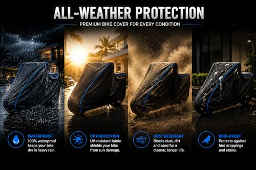 Image of Premium Bike Body Cover for Interceptor 650 100% Waterproof, Dustproof & Scratch Resistant| Fully Bottom Elastic UV Resistant Heavy Duty Body Cover | All Weather Outdoor Use
