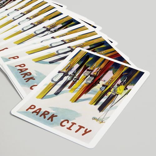 Lantern Press Park City Utah Skis Coloridos Baraja Poker miniatura 5
