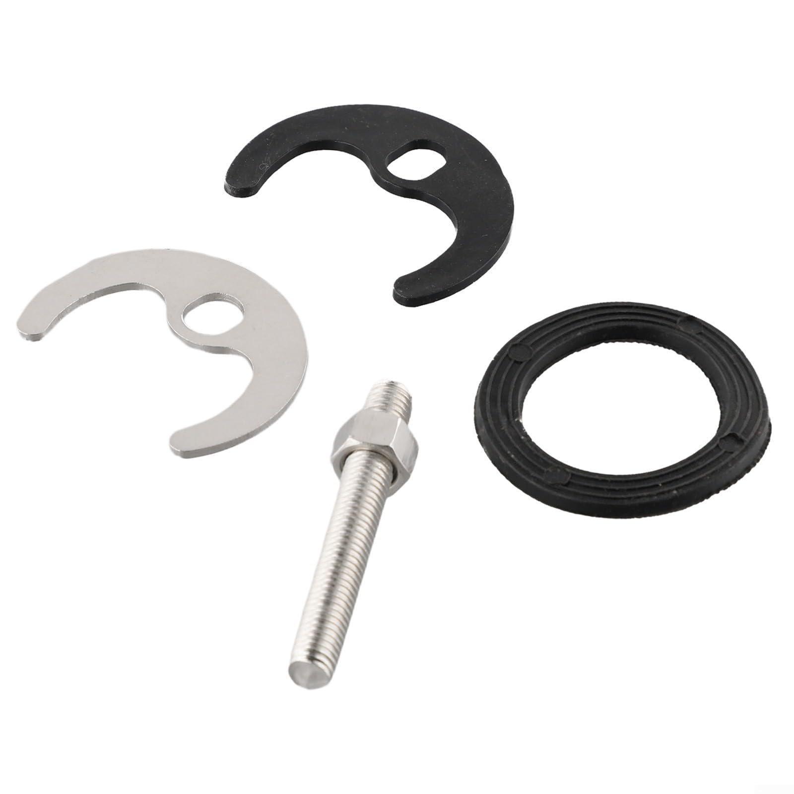 Niceminiwall Kit de reparación de grifo de fregadero de cocina, juego de montaje monobloque de 4 piezas con perno de 60 mm, junta de acero, arandela de goma para grifo de lavabo, piezas de reparación