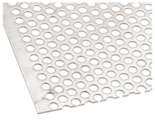 Stainless Steel 304 Perforated Sheet, ASTM-A-176-99, Straight 0.033" Round Perfs, 0.055" Center Spacing, 0.0178" Thick, 12" Width, 24" Length