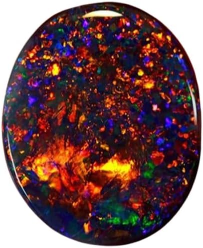 3.50 Carat Black Australian Fire Opal Stone – Certified Natural AAA++ Quality Genuine Loose Gemstone | Oval Cabochon | Rainbow 3D Flash | Unisex Jewelry Making