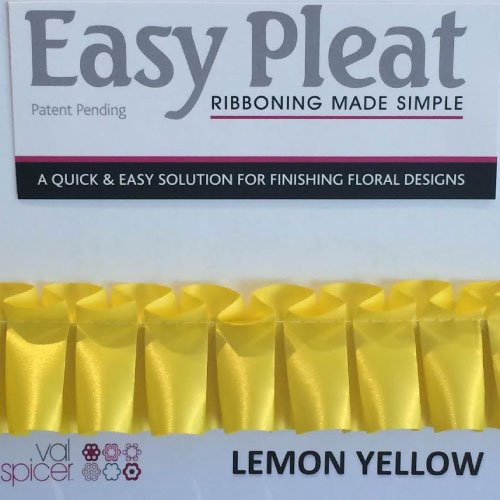 Easy Pleat Ribbon 10 Metre Length Pre Pleated for Funeral Tributes & Oasis Shapes (Lemon Yellow)