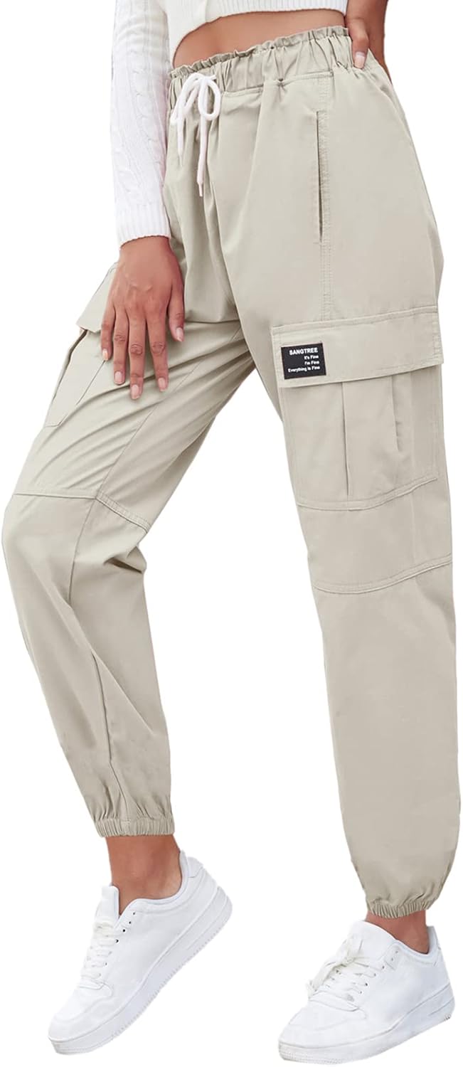 SANGTREE Girls & Womens Drawstring Cargo Jogger Pants,3 Years - Women 3XL - Picture 98 of 170