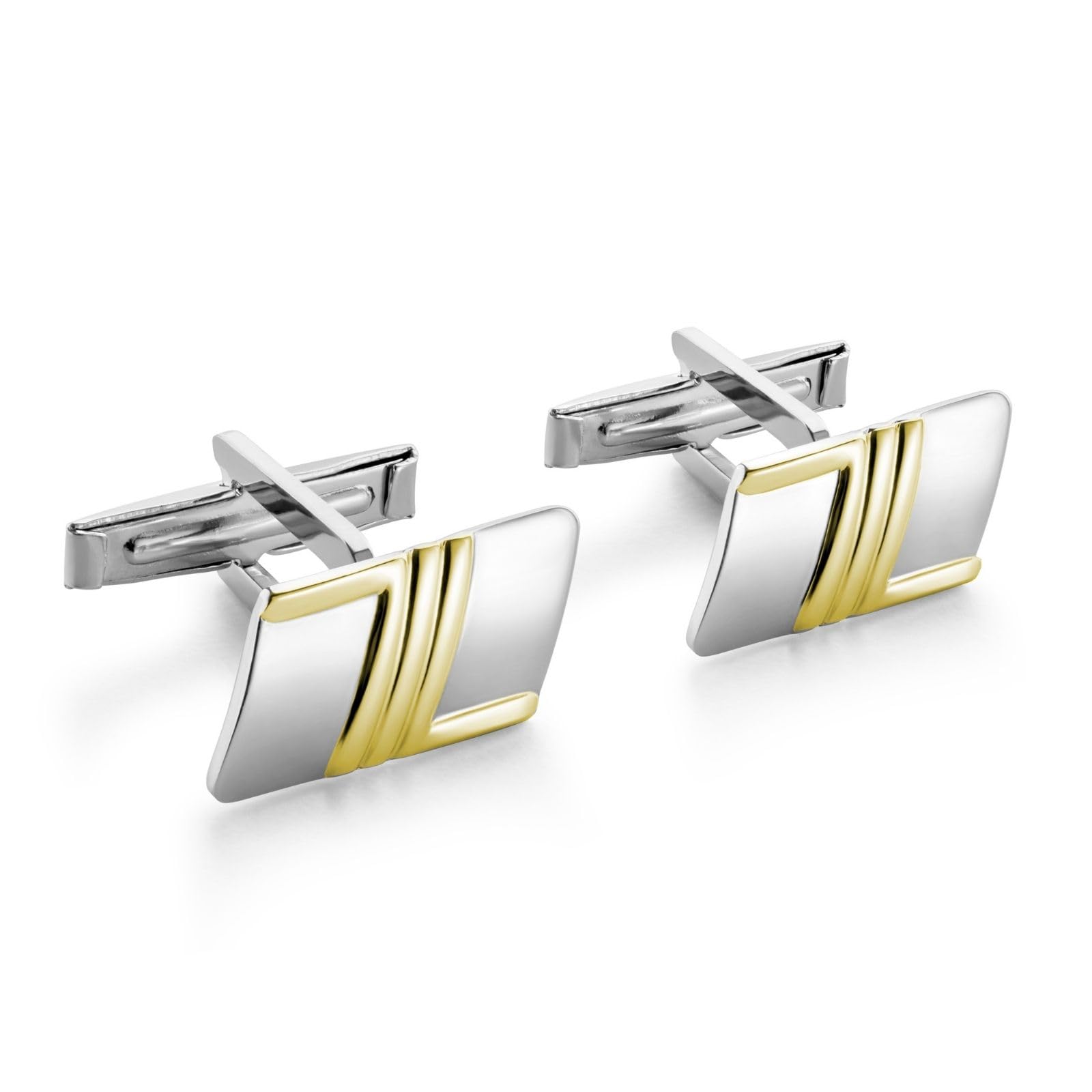 Gemelli Da Uomo In Argento 925 Con Finiture Dorate A Strisce