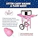 Cotton Candy Machine with Cart Vortex Candy Maker with Stainless-Steel Pan, 2 Side Trays, and 13-inch Wheels by Great Northern Popcorn (Pink)