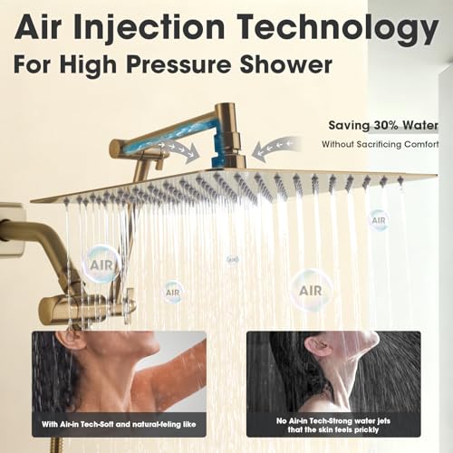 Pommeau de douche en métal or brossé haute pression avec douchette à main - 7