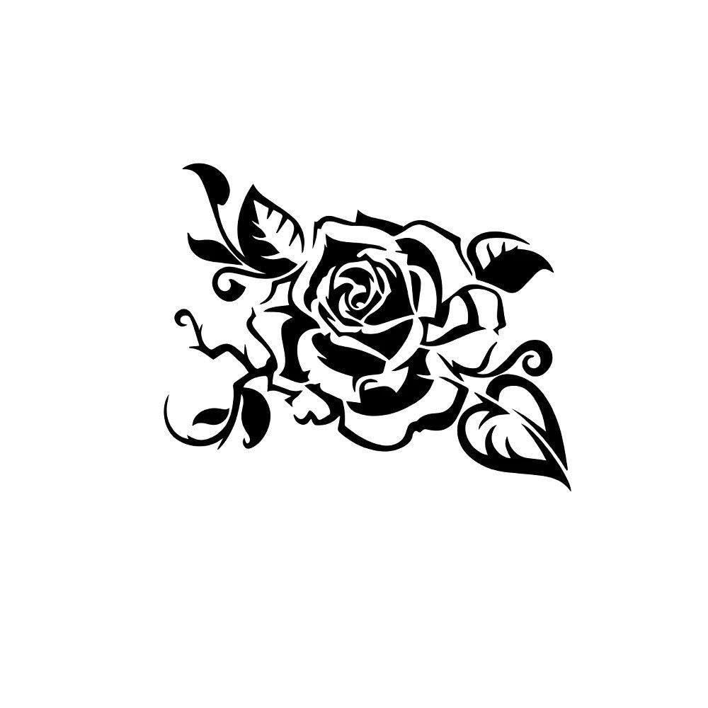 Flower Car Sticker Cover Scratches Cartoon Window Decal(Black,28cmX34cm)