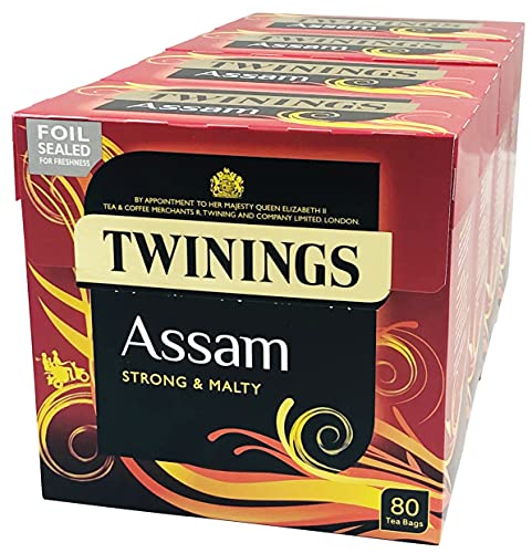 Thé Assam Twinings : lot économique de 4x80 sachets pour le petit-déjeuner