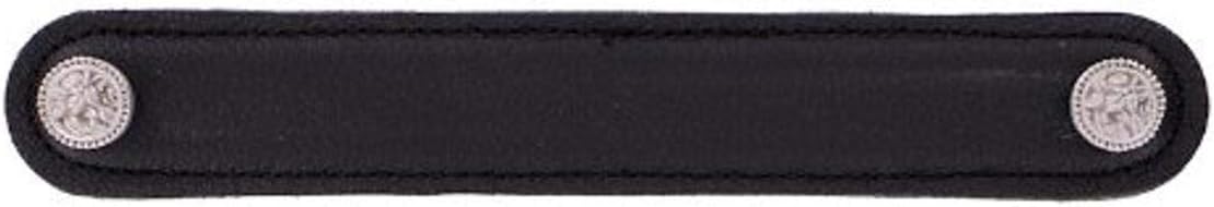 Vicenza Designs K1166 San Michele Pull with Black Leather Strap, 6-Inch, Satin Nickel