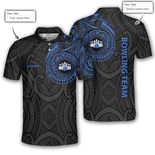 Custom Bowling Shirts for Men, Personalized Bowling Jerseys for Team with Name Tribal 24, Sizes S - 5XL3